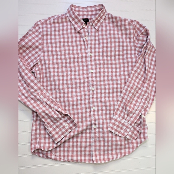 J. Crew Red/White Plaid Cotton Button Down Shirt - Picture 1 of 4